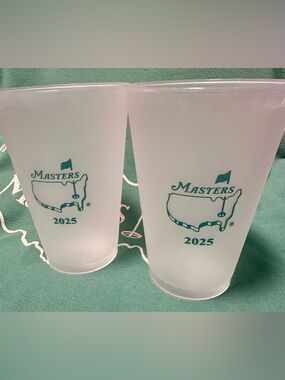 Masters 2025 Frosted Plastic Keepsake Cups with Green Golf Logo (Set of 2)
